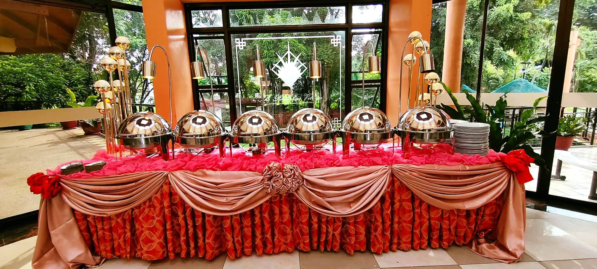 School event catering with organized buffet for students and faculty